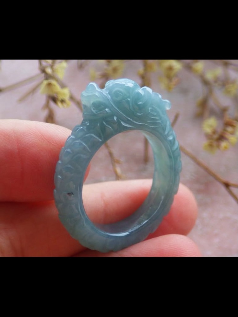 Certificate jadeite Jade Green wealth Dragon Ring size9